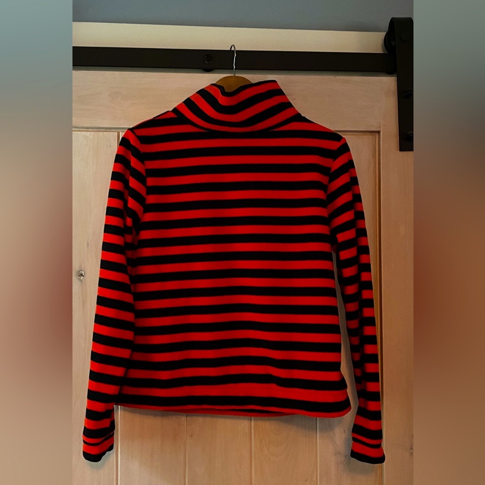 NWOT Dudley Stephen’s Navy and Orange Striped Vello Parkslope Fleece Top